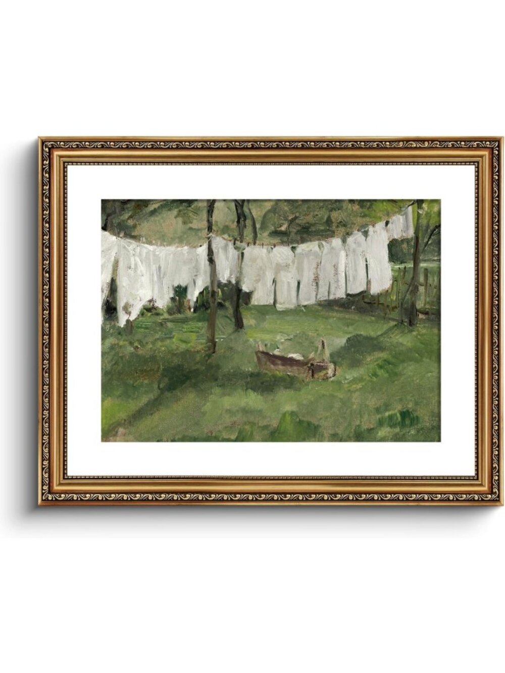 Vintage Gold Framed Canvas Wall Art | Antique Laundry Room & Bathroom Decor